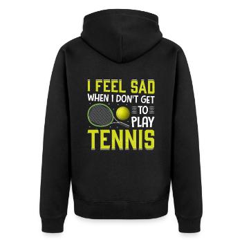 I'm not allowed to play tennis funny - Unisex Premium Organic Zip Hoodie - black - Back - Nico (187cm)
