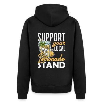 Support your Local Lemonade Stand Limonadenstand - Unisex Premium Bio Zip Hoodie - Schwarz - Hinten - Nico (187cm)