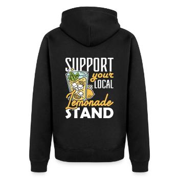 Support your Local Lemonade Stand Limonadenstand - Unisex Premium Bio Zip Hoodie - Schwarz - Hinten - Nico (187cm)
