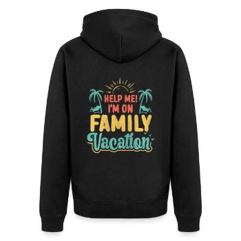 Aidez moi! Je suis en vacances en famille - Veste à capuche bio Premium Unisexe - noir - Dos - Nico (187cm)