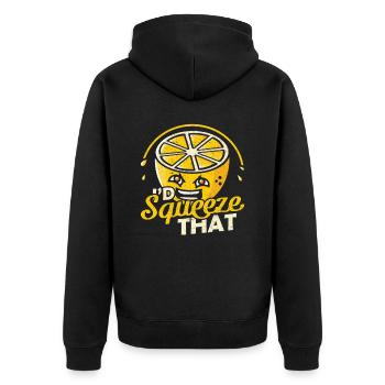 Lemon Id Squeeze That Lemon Stand - Unisex Premium Organic Zip Hoodie - black - Back - Nico (187cm)