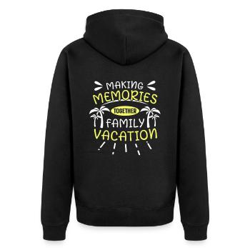 Family Holidays - Making Memories Together - Unisex Premium Organic Zip Hoodie - black - Back - Nico (187cm)