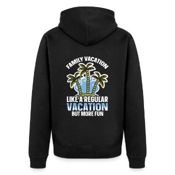Vacances régulières mais plus amusantes - Vacances en famille - Veste à capuche bio Premium Unisexe - noir - Dos - Nico (187cm)