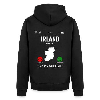 Irland Irische Insel Ireland Idee - Unisex Premium Bio Zip Hoodie - Schwarz - Hinten - Nico (187cm)