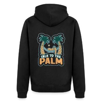 Vacay Mode Sonnenbrille und Ananas für den Urlaub - Unisex Premium Bio Zip Hoodie - Schwarz - Hinten - Nico (187cm)