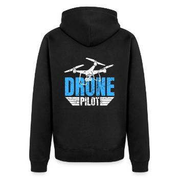 Drone Drone Pilot Drone Operator Quadcopter - Unisex Premium Organic Zip Hoodie - black - Back - Nico (187cm)
