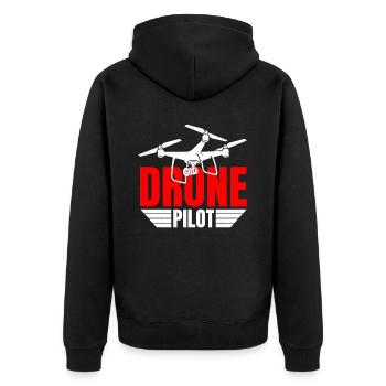Drone Drone Pilot Drone Operator Quadcopter - Unisex Premium Organic Zip Hoodie - black - Back - Nico (187cm)