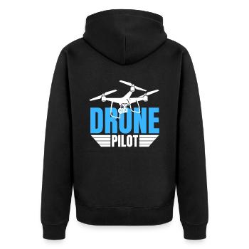Drone Drone Pilot Drone Operator Quadcopter - Unisex Premium Organic Zip Hoodie - black - Back - Nico (187cm)