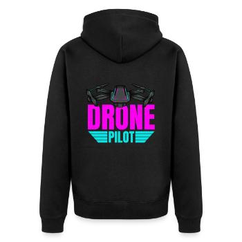 Drone Drone Pilot Drone Operator Quadcopter - Unisex Premium Organic Zip Hoodie - black - Back - Nico (187cm)