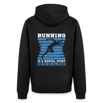 Laufen Ein Mentaler Sport Cross Country Runner Xc - Unisex Premium Bio Zip Hoodie - Schwarz - Hinten - Nico (187cm)
