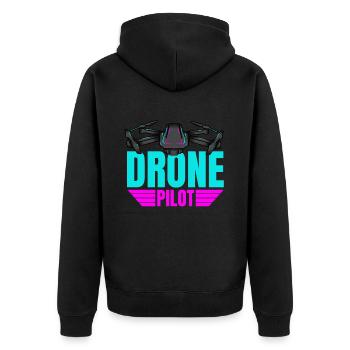 Drone Drone Pilot Drone Operator Quadcopter - Unisex Premium Organic Zip Hoodie - black - Back - Nico (187cm)