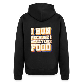 Je cours J’aime la nourriture Cross Country Running Xc - Veste à capuche bio Premium Unisexe - noir - Dos - Nico (187cm)
