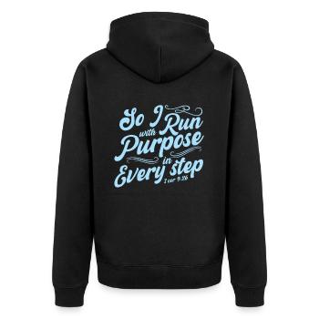 Courir avec un but Aimer la course de fond - Veste à capuche bio Premium Unisexe - noir - Dos - Nico (187cm)