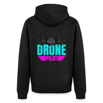 Drone Drone Pilot Drone Operator Quadcopter - Unisex Premium Organic Zip Hoodie - black - Back - Nico (187cm)