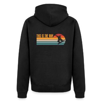 So Geht Retro-snowboarder Für Snowboarder - Unisex Premium Bio Zip Hoodie - Schwarz - Hinten - Nico (187cm)
