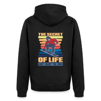 Das Geheimnis Des Lebens Genießen Sie Einfach Die - Unisex Premium Bio Zip Hoodie - Schwarz - Hinten - Nico (187cm)