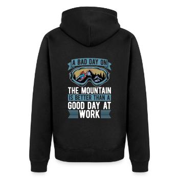 Ein Schlechter Tag Auf Dem Berg Ist Ein Besserer - Unisex Premium Bio Zip Hoodie - Schwarz - Hinten - Nico (187cm)