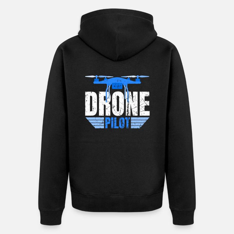 Drone Drone Pilote Drone Opérateur Quadcopter - Veste à capuche bio Premium Unisexe - noir
