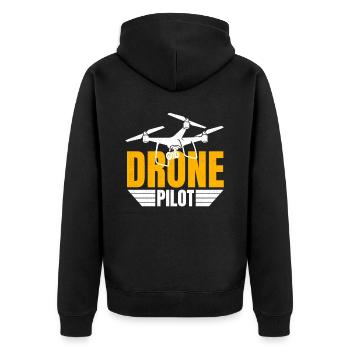 Drone Drone Pilot Drone Operator Quadcopter - Unisex Premium Organic Zip Hoodie - black - Back - Nico (187cm)