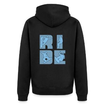 Snowboardfahrt Für Snowboarder - Unisex Premium Bio Zip Hoodie - Schwarz - Hinten - Nico (187cm)