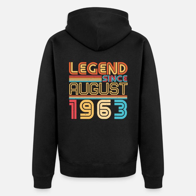 1963 En août Legende - Veste à capuche bio Premium Unisexe - noir