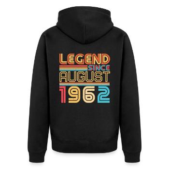 1962 In August 60th birthday - Unisex Premium Organic Zip Hoodie - black - Back - Nico (187cm)
