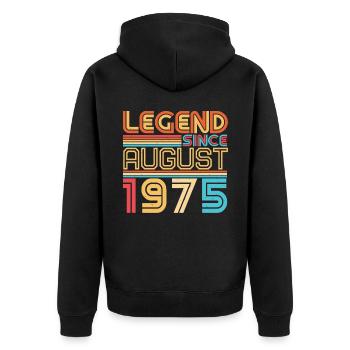 August 1975 Geschenkidee - Unisex Premium Bio Zip Hoodie - Schwarz - Hinten - Nico (187cm)