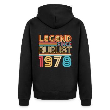 Baujahr August 1978 - Unisex Premium Bio Zip Hoodie - Schwarz - Hinten - Nico (187cm)