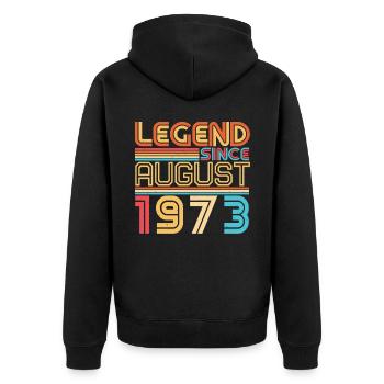August 1973 Gift idea - Unisex Premium Organic Zip Hoodie - black - Back - Nico (187cm)