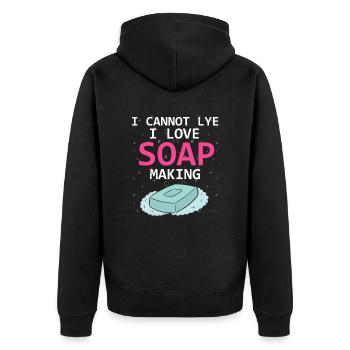 Soap Making Design for Soap Maker Designs - Unisex Premium Organic Zip Hoodie - black - Back - Nico (187cm)