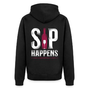 Sommelier Wine Drinking Tasting - Unisex Premium Organic Zip Hoodie - black - Back - Nico (187cm)