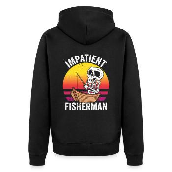 Ungeduldiger Fischer Fischen Angeln Angler - Unisex Premium Bio Zip Hoodie - Schwarz - Hinten - Nico (187cm)