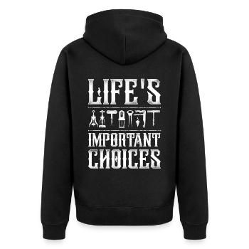 Sommelier Wine Drinking Tasting - Unisex Premium Bio Zip Hoodie - Schwarz - Hinten - Nico (187cm)