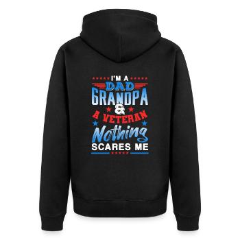 Papa Opa Veteran Nichts Macht Mir Angst Vater - Unisex Premium Bio Zip Hoodie - Schwarz - Hinten - Nico (187cm)