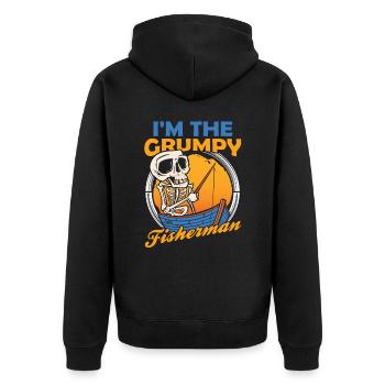 Ich Bin Der Mürrische Fischer Angeln Fischen - Unisex Premium Bio Zip Hoodie - Schwarz - Hinten - Nico (187cm)