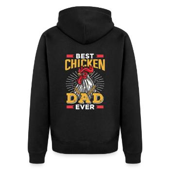Der Beste Hühner Papa Aller Zeiten Huhn Vater - Unisex Premium Bio Zip Hoodie - Schwarz - Hinten - Nico (187cm)