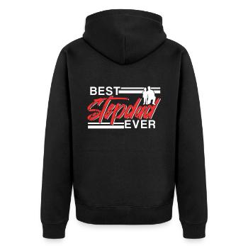 Best Stepfather Ever Stepdad Stepdad - Unisex Premium Organic Zip Hoodie - black - Back - Nico (187cm)