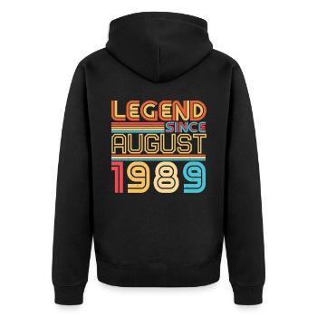 Salutations d’anniversaire pour août 1989 - Veste à capuche bio Premium Unisexe - noir - Dos - Nico (187cm)