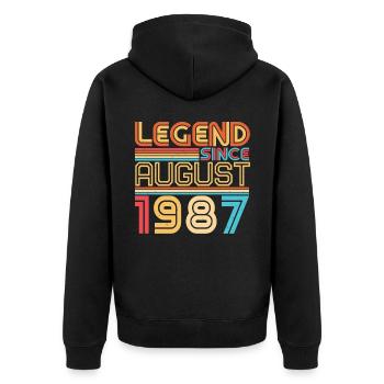 Salutations d’anniversaire pour août 1987 - Veste à capuche bio Premium Unisexe - noir - Dos - Nico (187cm)
