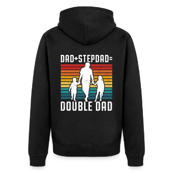 Papa Plus Stepfather Equal Double Papa Stepdad - Unisex Premium Organic Zip Hoodie - black - Back - Nico (187cm)