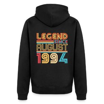 1994 August Vintage - Unisex Premium Bio Zip Hoodie - Schwarz - Hinten - Nico (187cm)