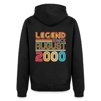 Geboren Im August 2000 - Unisex Premium Bio Zip Hoodie - Schwarz - Hinten - Nico (187cm)