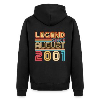 Geboren Im August 2001 - Unisex Premium Bio Zip Hoodie - Schwarz - Hinten - Nico (187cm)