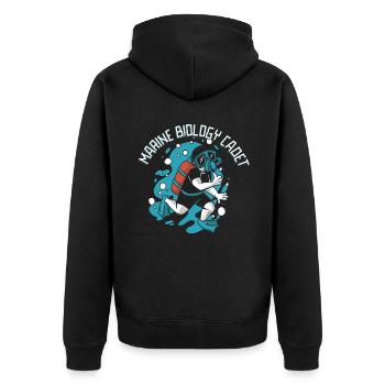 Meeresbiologie - Unisex Premium Bio Zip Hoodie - Schwarz - Hinten - Nico (187cm)