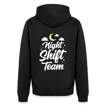 Night Shift Team Work Night Shift Colleague - Unisex Premium Organic Zip Hoodie - black - Back - Nico (187cm)
