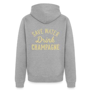 Sparen Sie Wassergetränk - Unisex Premium Bio Zip Hoodie - Grau meliert - Hinten - Nico (187cm)