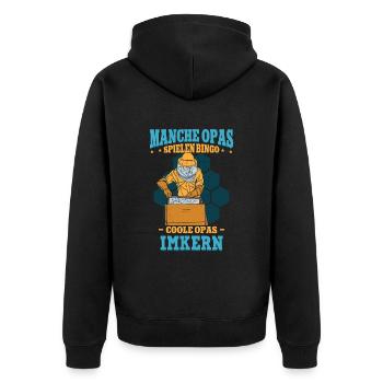 Pensioner Grandpa Beekeeper Beekeeper - Unisex Premium Organic Zip Hoodie - black - Back - Nico (187cm)