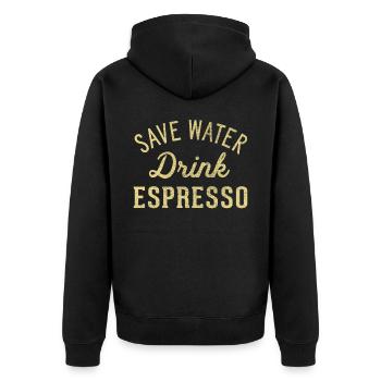 Save water, drink espresso - Unisex Premium Organic Zip Hoodie - black - Back - Nico (187cm)