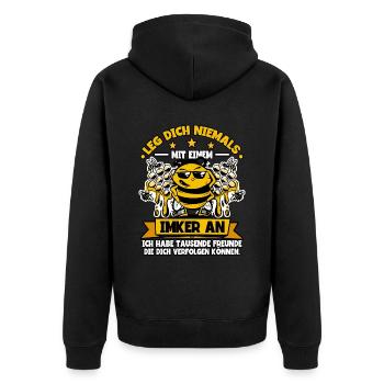 Bienenzüchter Imker - Unisex Premium Bio Zip Hoodie - Schwarz - Hinten - Nico (187cm)