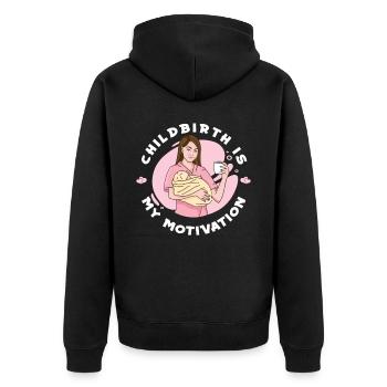 Midwife ObstetricIan - Unisex Premium Organic Zip Hoodie - black - Back - Nico (187cm)